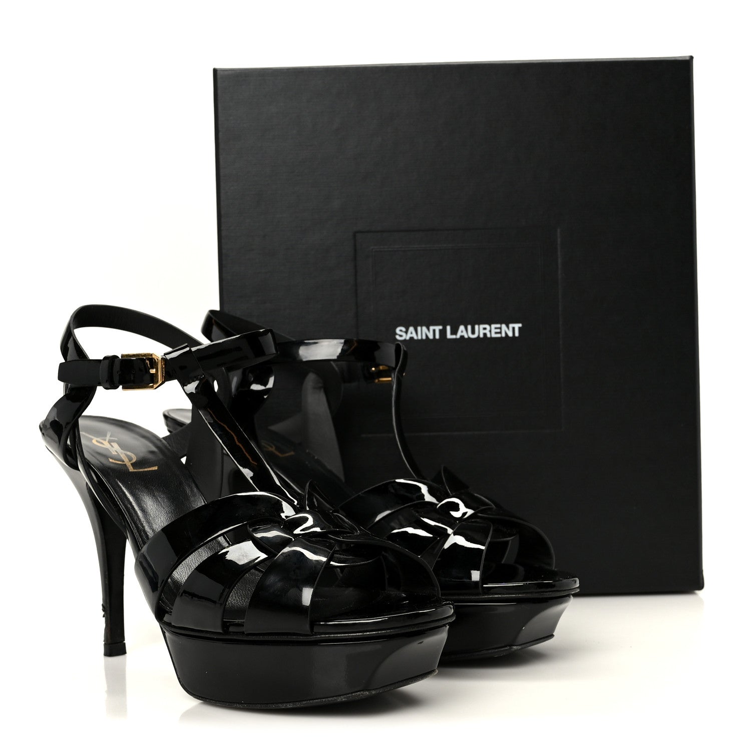 Saint Laurent Patent Tribute 75 Platform Sandals 39 Black 23 of 24