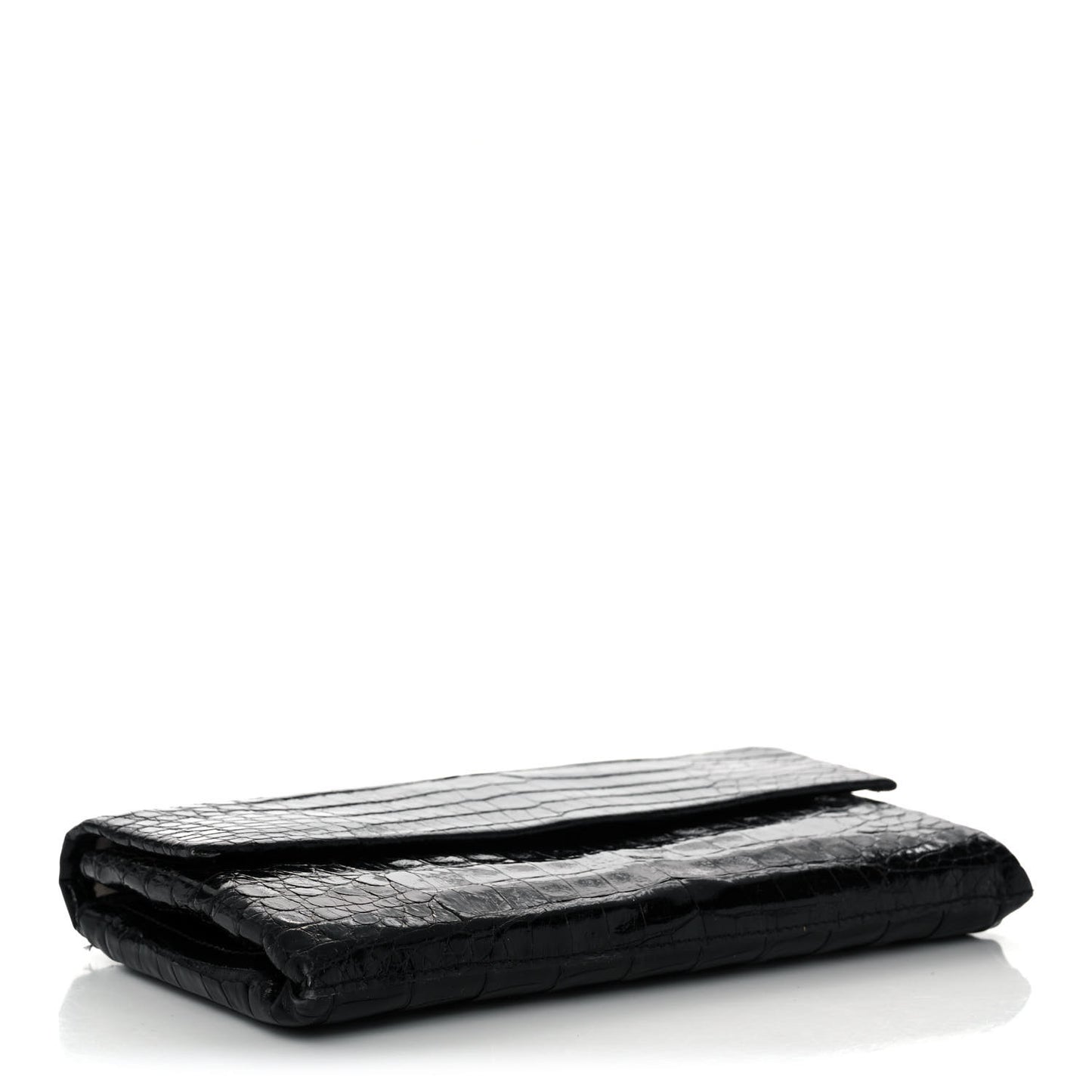 Crocodile Foldover Clutch Black