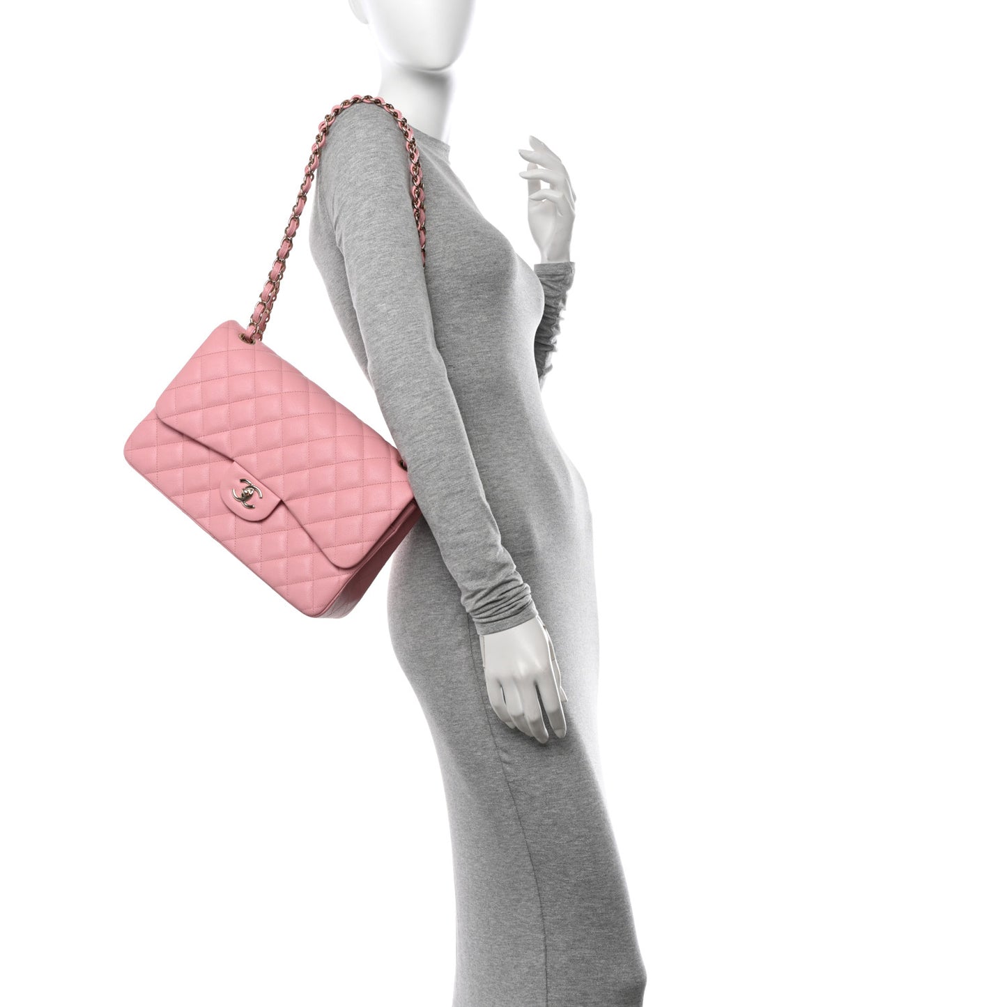 Caviar Quilted Jumbo Double Flap Pink