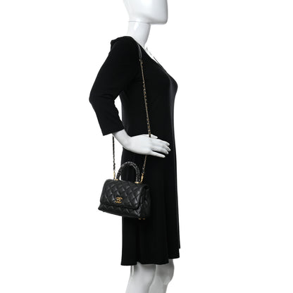 Chanel Calfskin Strass Quilted Mini Coco Handle Flap Black 2 of 10
