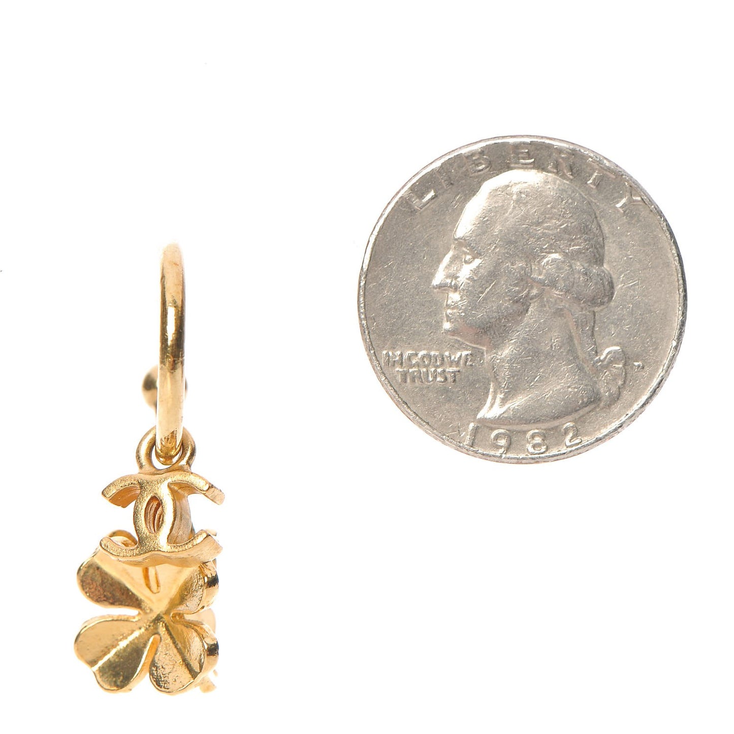 Metal Drop Clover CC Earrings Gold