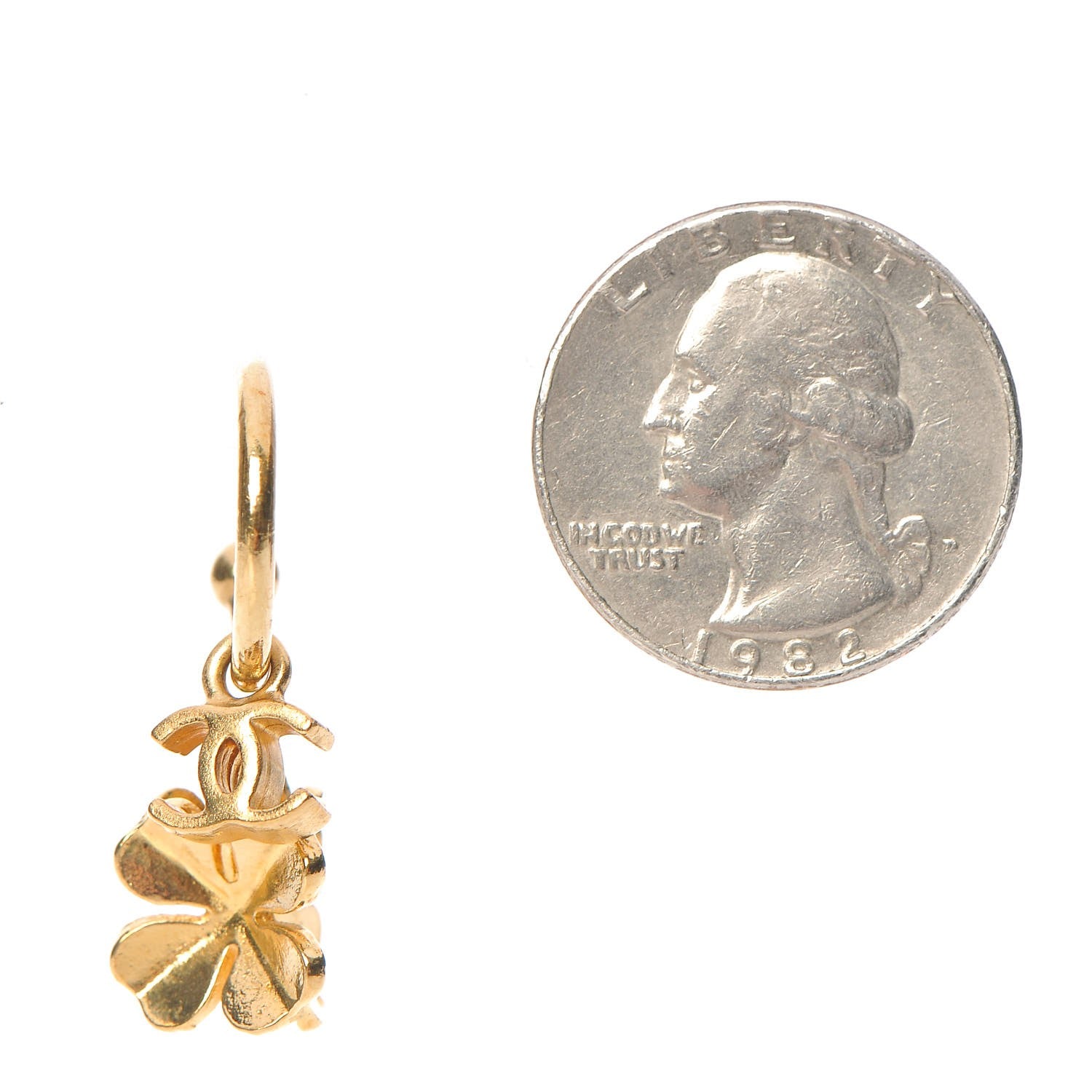 Chanel Metal Drop Clover CC Earrings Gold 2 of 3