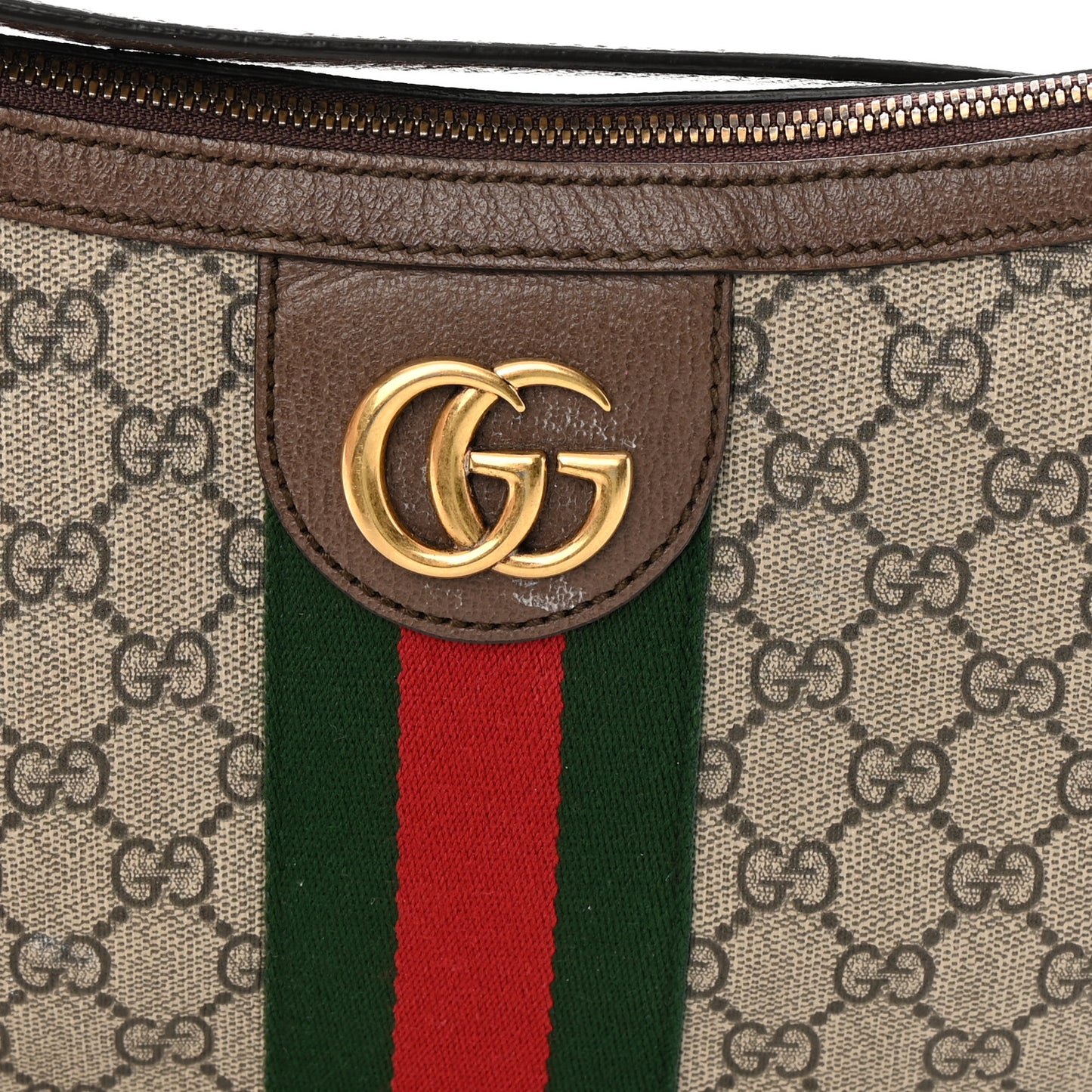 GG Supreme Monogram Web Small Ophidia Half Moon Hobo Brown