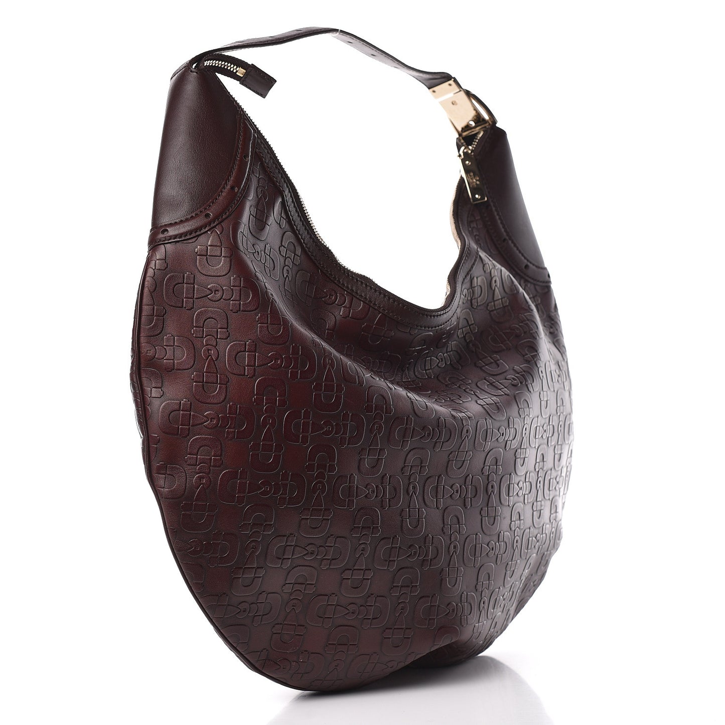 Calfskin Horsebit Embossed Glam Hobo Purple