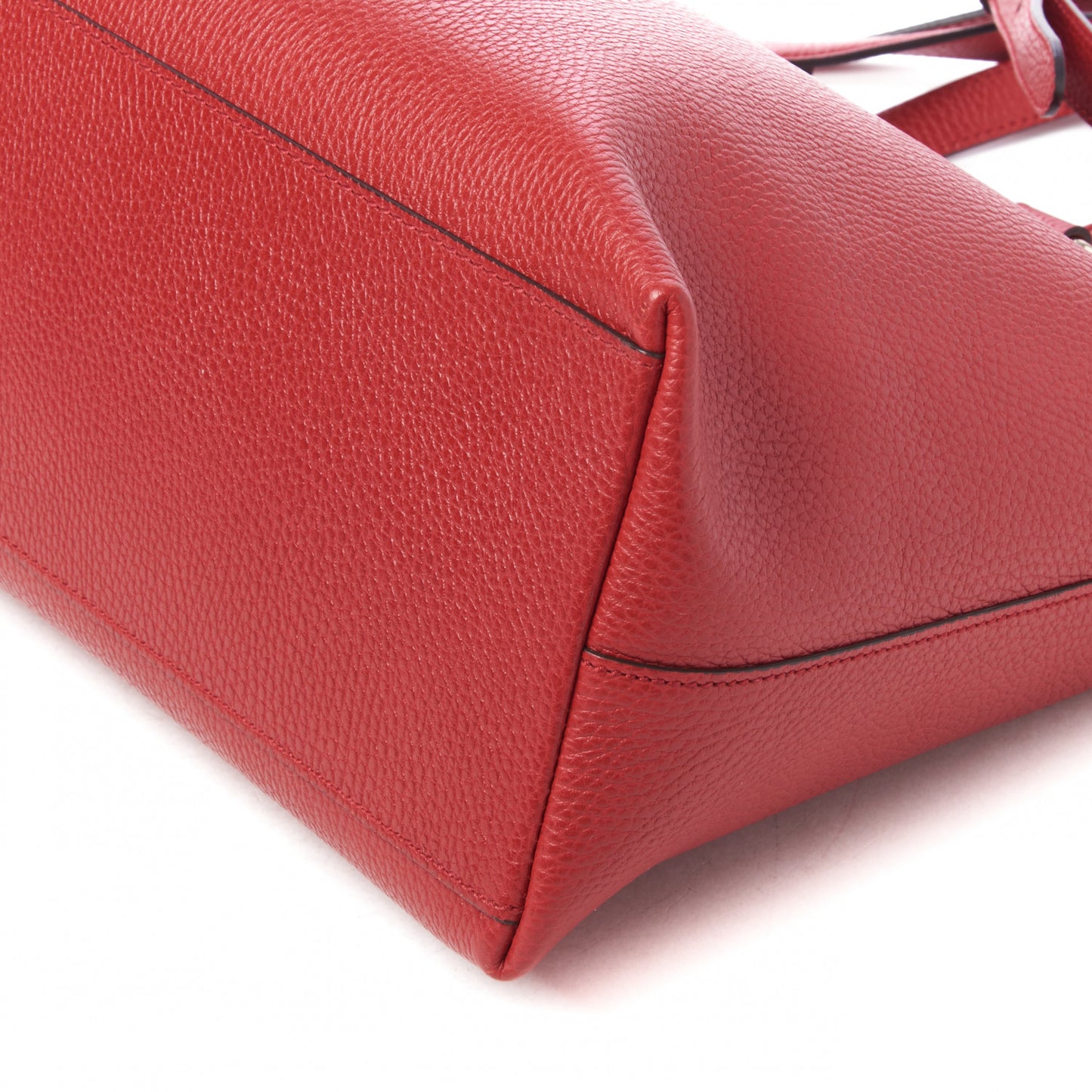 Pebbled Calfskin Convertible Bamboo Tassel Tote Red