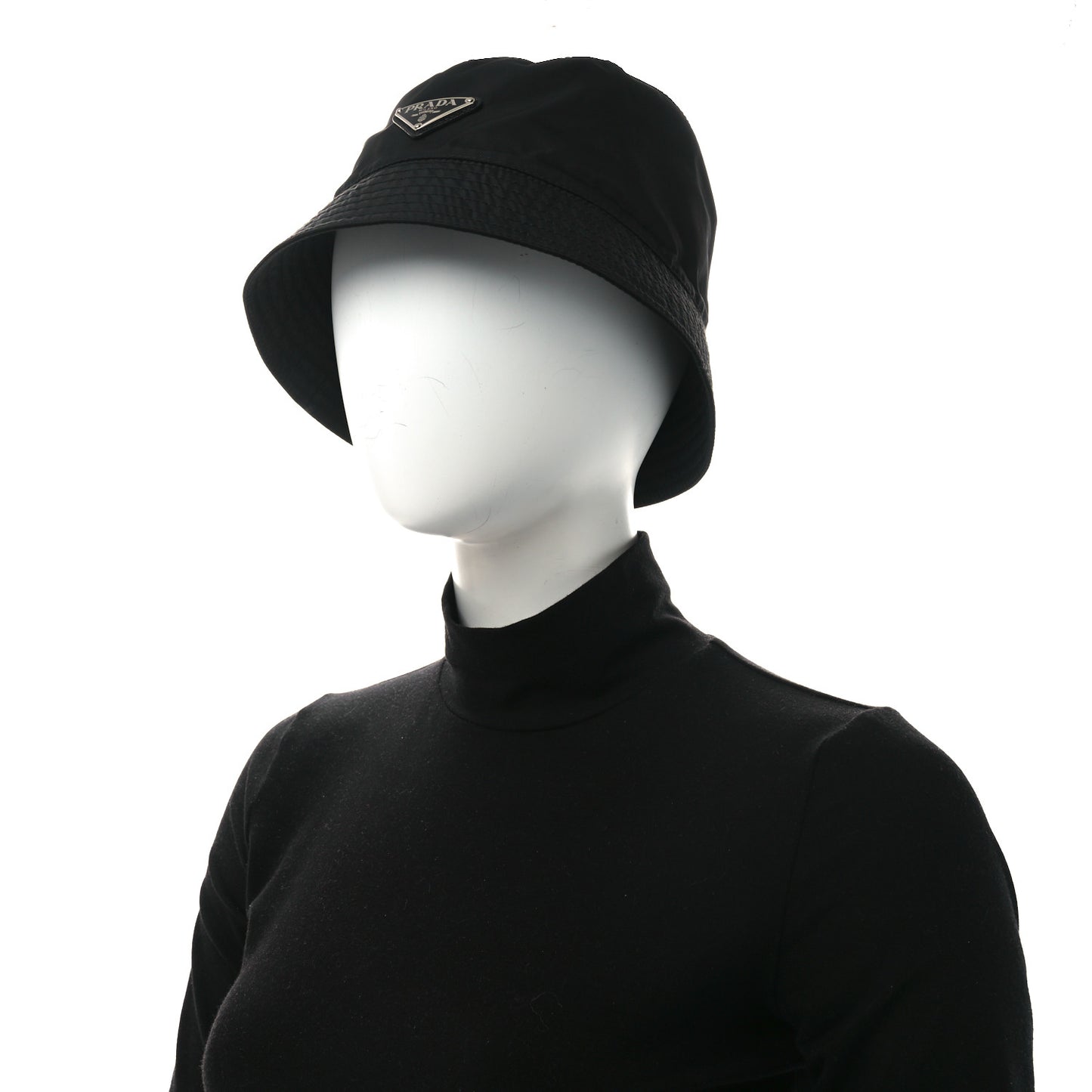 Re-Nylon Metal Triangle Logo Mens Bucket Hat L Black