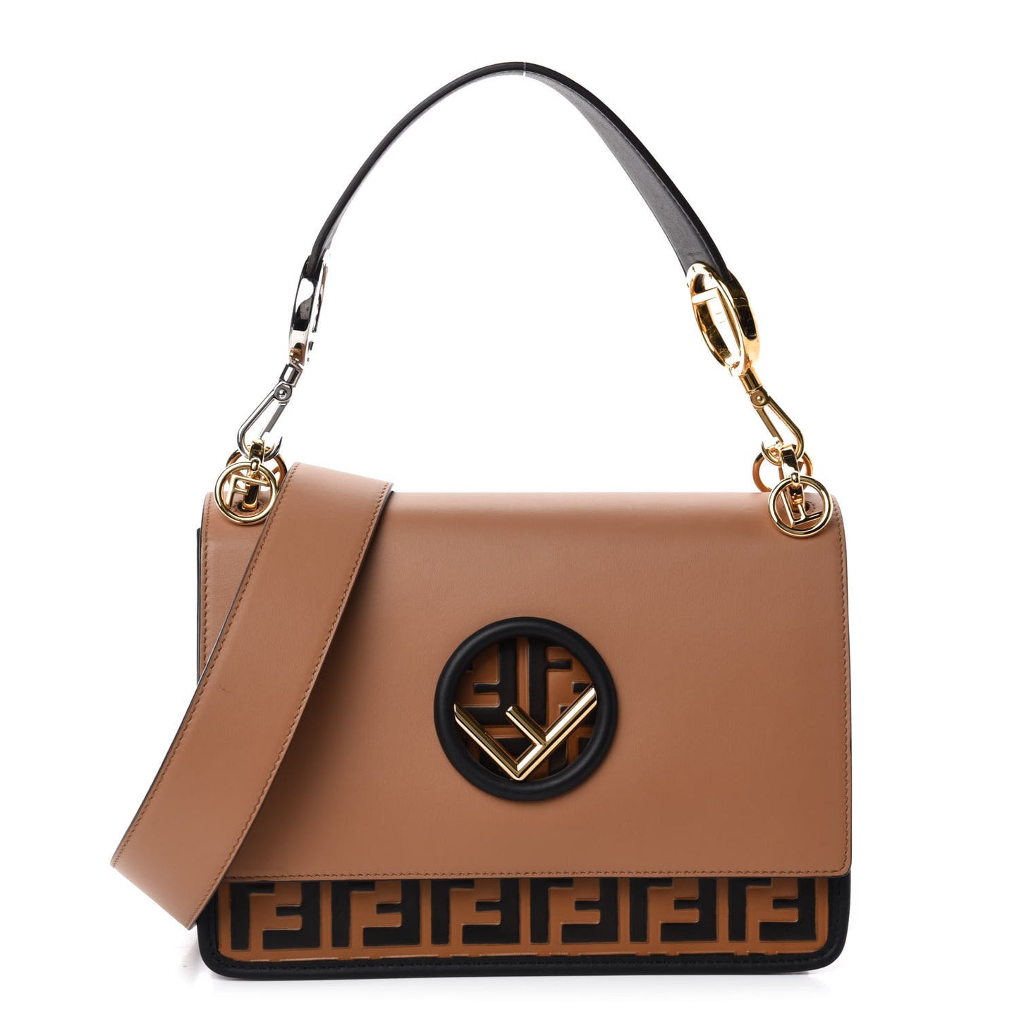 Vitello Century F is Fendi FF Embossed Kan I Shoulder Bag Orzo Tobacco