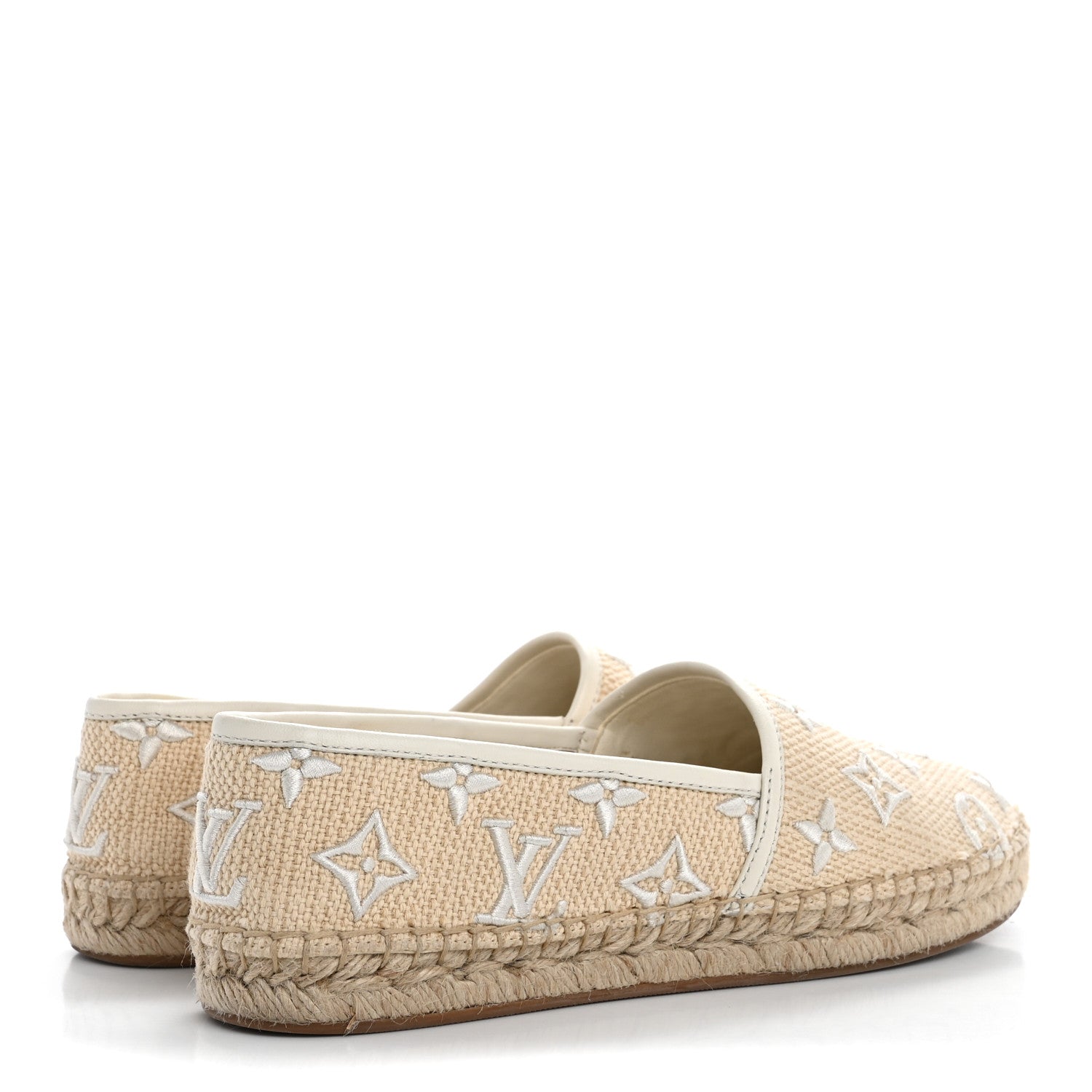 Louis Vuitton Canvas Monogram Starboard Espadrille Flats 37 Beige