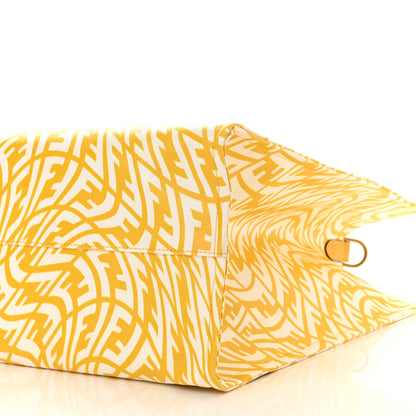 Fendi X SARAH COLEMAN Glazed Canvas Vitello King FF Vertigo Shopping Tote Bag Mimosa White 10 of 11