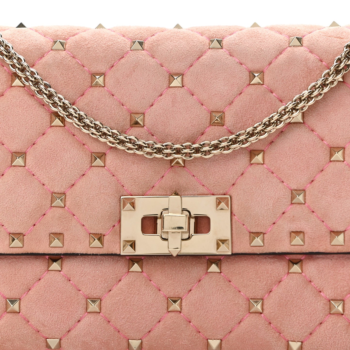 Suede Rockstud Spike Wallet on Chain Paradise Rose