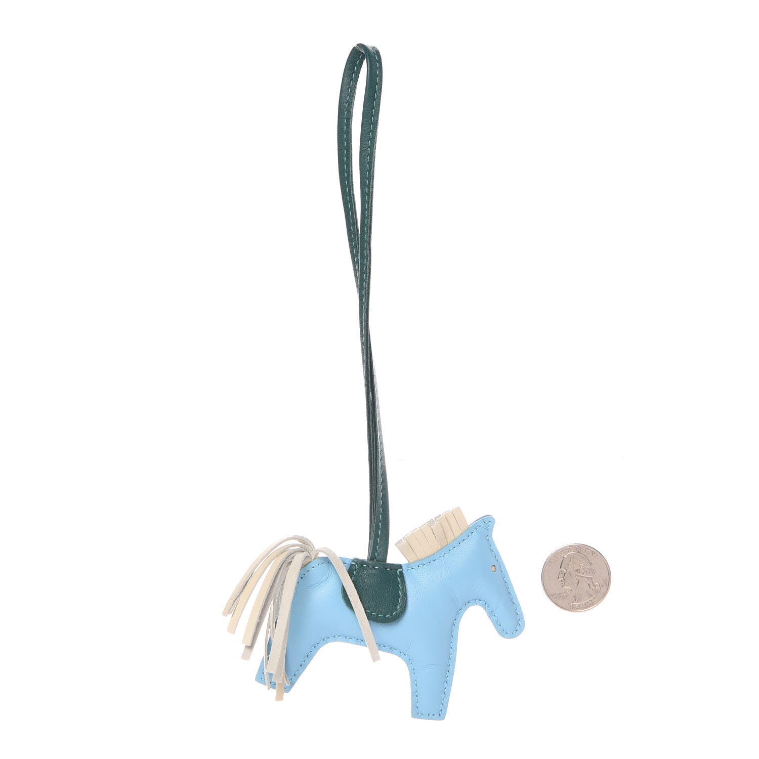 Hermes Milo Lambskin Grigri Rodeo Horse Bag Charm PM Celeste Malachite Craie 2 of 3