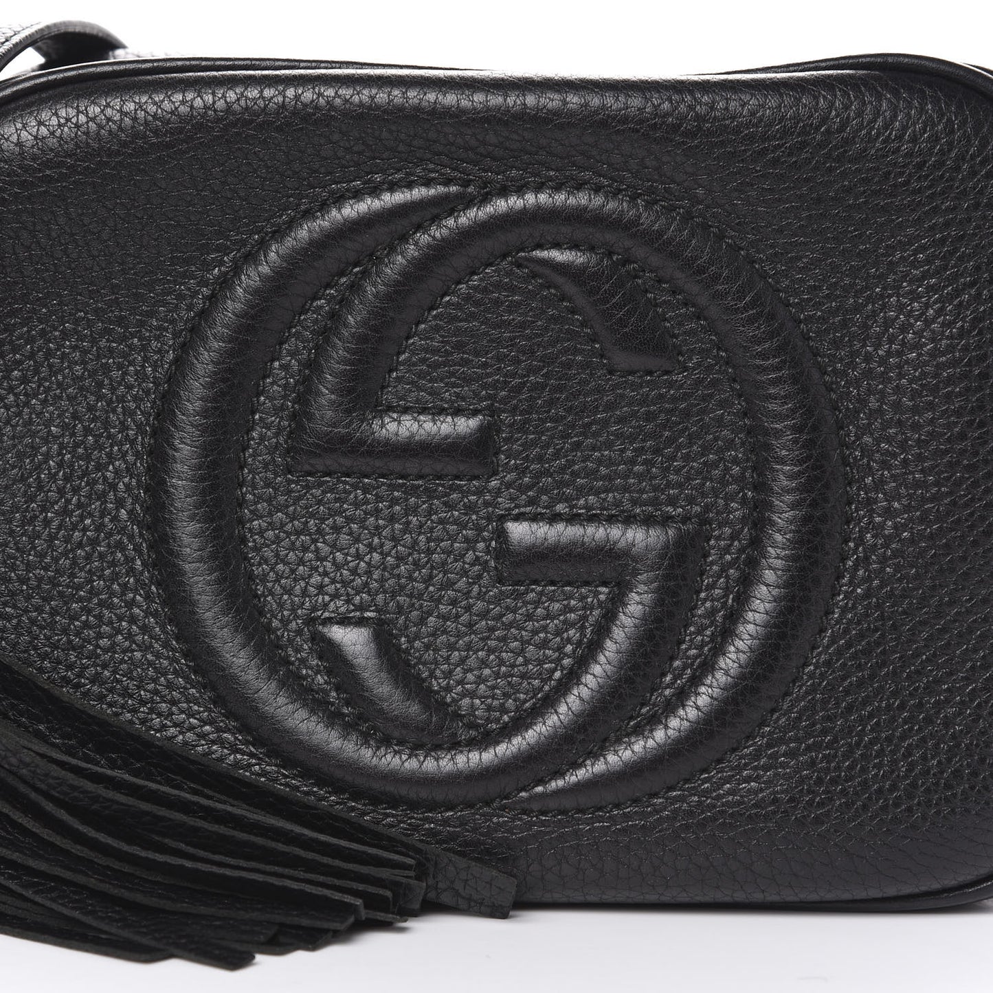 Pebbled Calfskin Small Soho Disco Bag Black