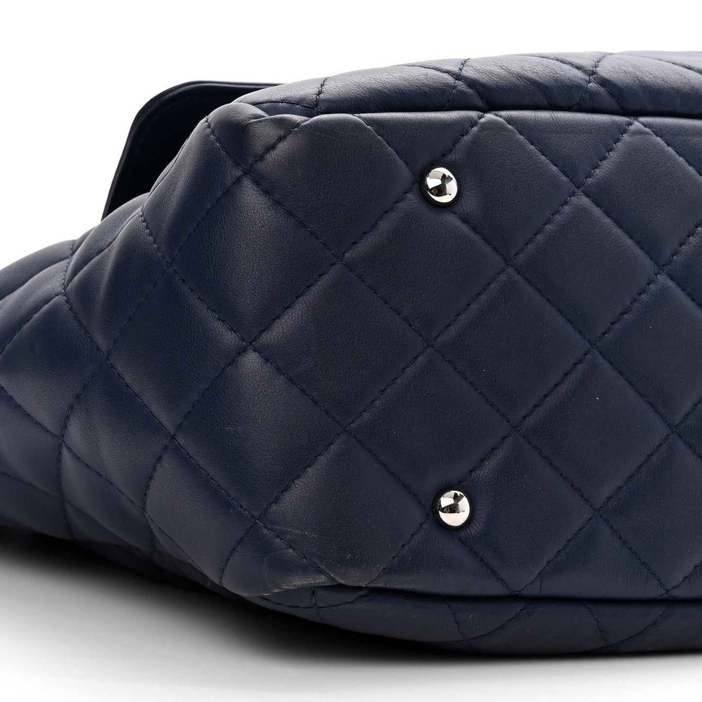 Calfskin Quilted Ultra Pocket Shopping Tote Navy