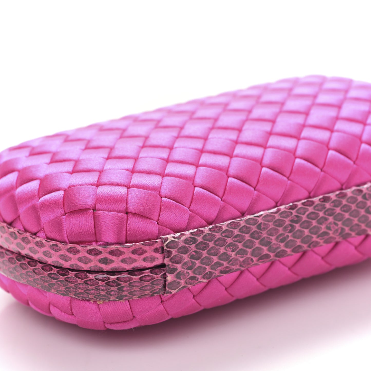 Satin Intreccio Impero Ayers Knot Clutch Rosa Shock
