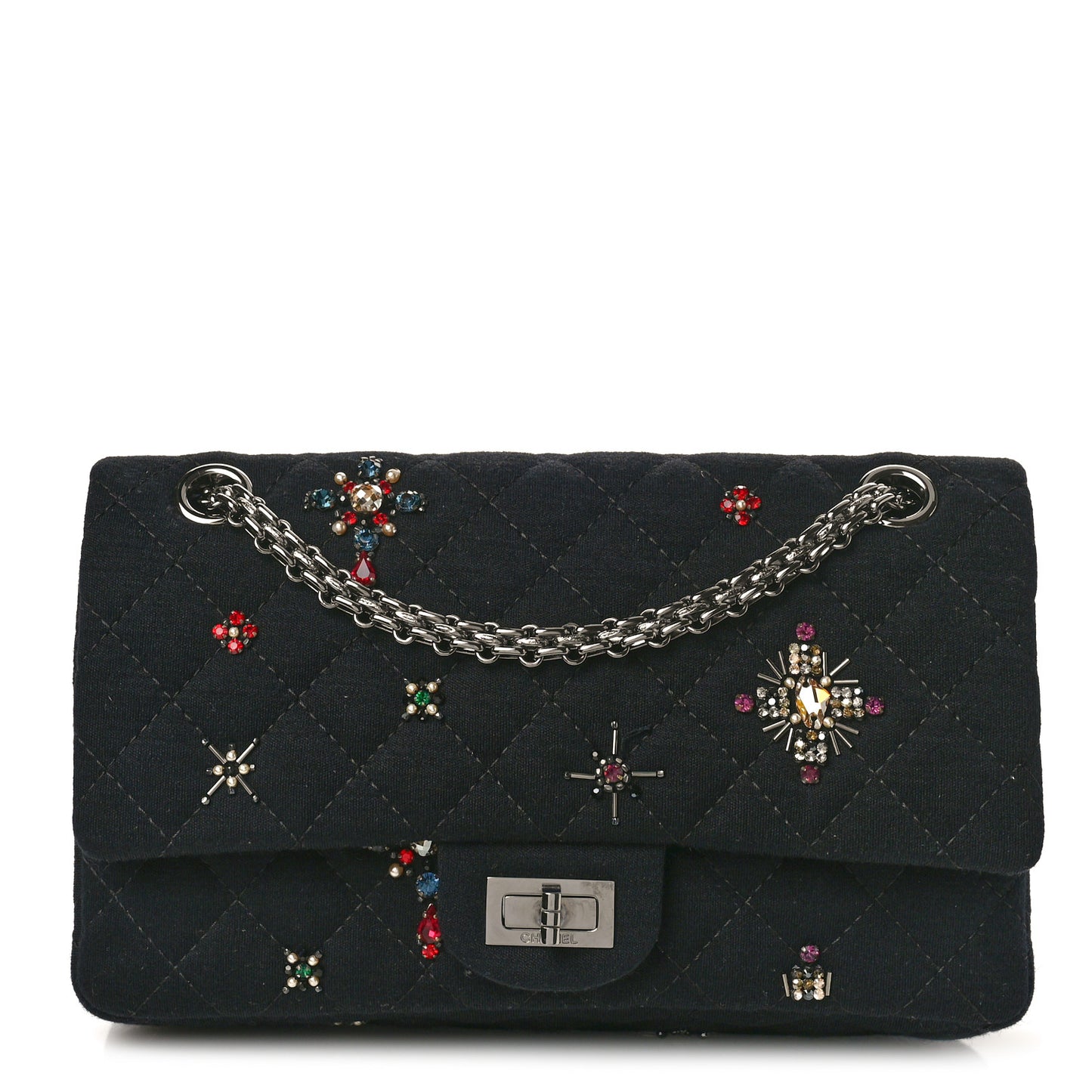 Jersey Quilted Embellished 2.55 Reissue 225 Flap Black
