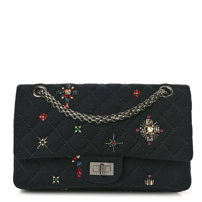 Chanel Jersey Quilted Embellished 2.55 Reissue 225 Flap Black 1 of 9