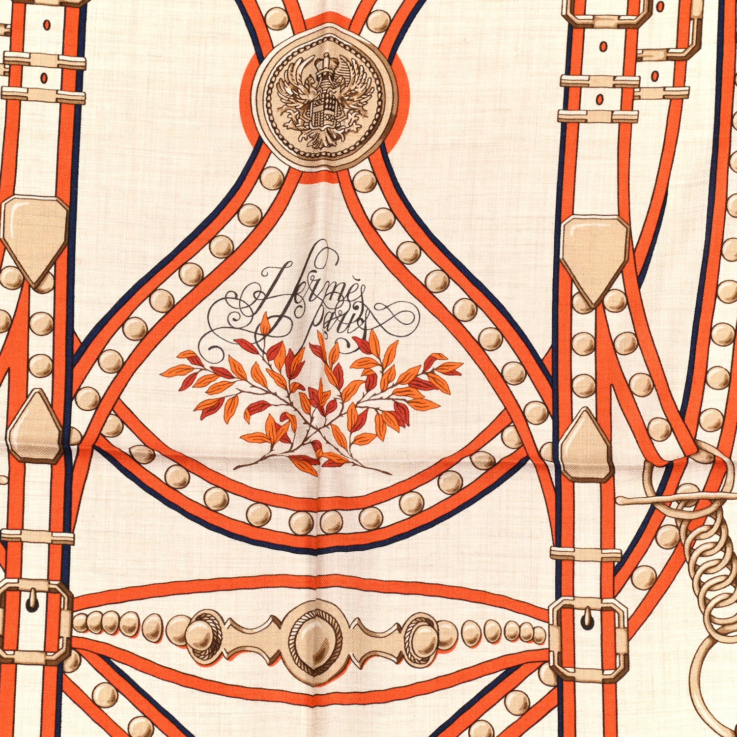 Hermes Cashmere Silk Grand Tralala Shawl 140 Orange Naturel Roux 2 of 5