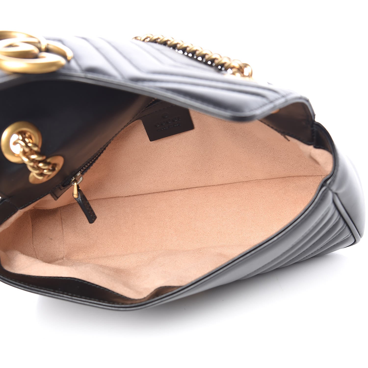 Gucci Calfskin Matelasse Small GG Marmont Shoulder Bag Black 5 of 9