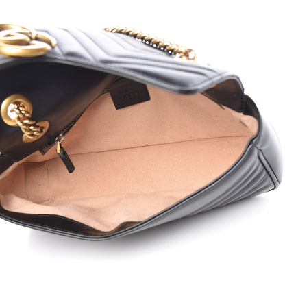 Gucci Calfskin Matelasse Small GG Marmont Shoulder Bag Black 5 of 9