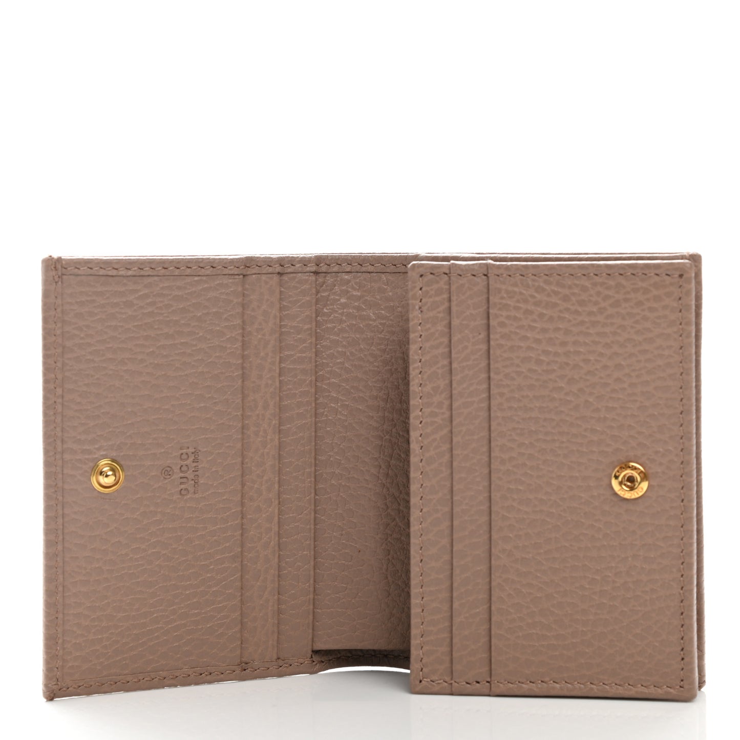 Pebbled Calfskin GG Marmont Card Case Porcelain Rose