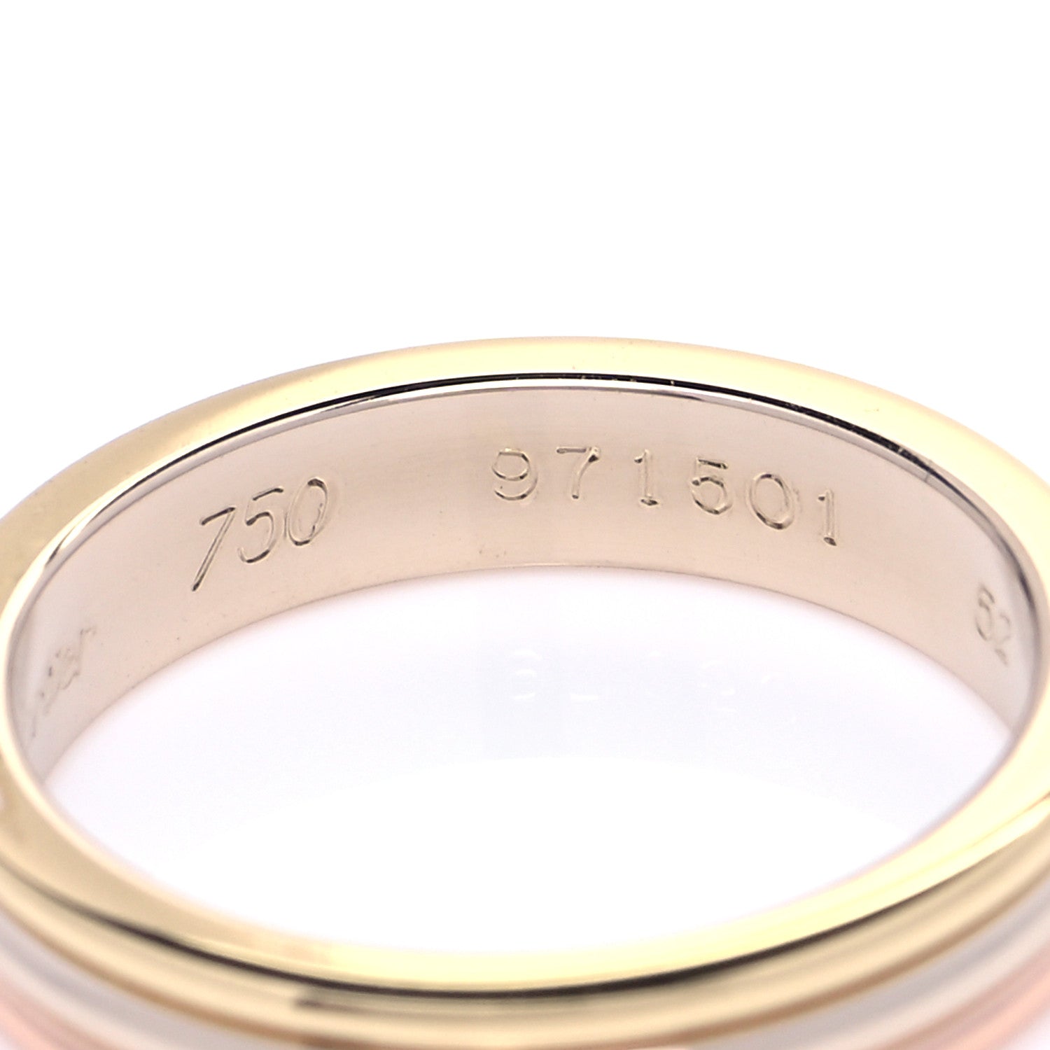 Cartier 18K Pink White Yellow Gold 3.5mm Trinity Wedding Band Ring 52 6 8 of 10