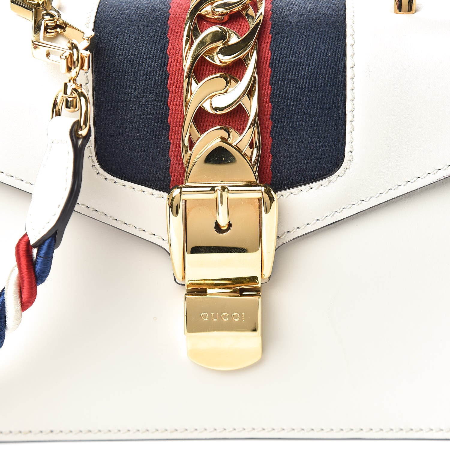 Gucci Calfskin Mini Sylvie Top Handle Bag White 11 of 12