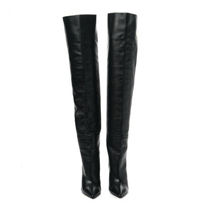 Saint Laurent Calfskin Niki 105 Thigh High Boots 37.5 Black 2 of 7