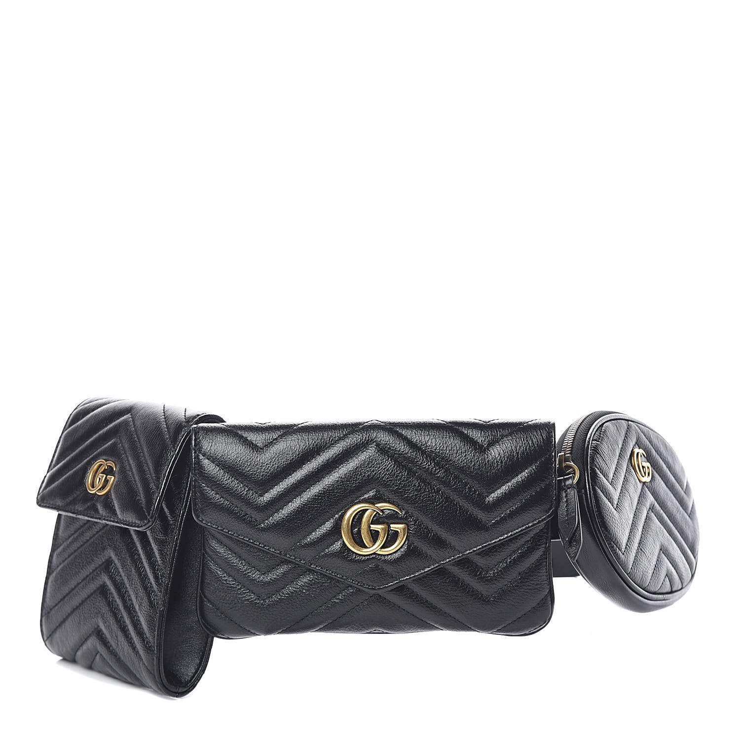 Gucci Calfskin Matelasse GG Marmont 2.0 Multi Belt Bag 85 34 Black 1 of 6
