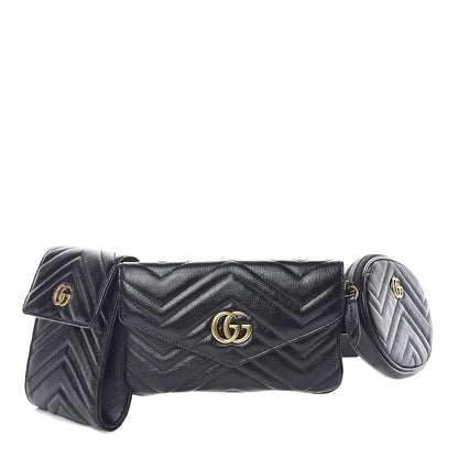 Gucci Calfskin Matelasse GG Marmont 2.0 Multi Belt Bag 85 34 Black 1 of 6
