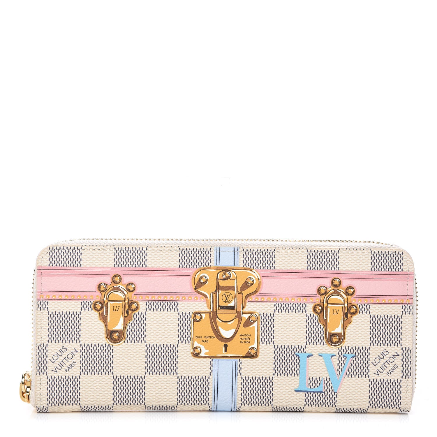 Louis Vuitton Damier Azur Summer Trunks Clemence Wallet 1 of 7