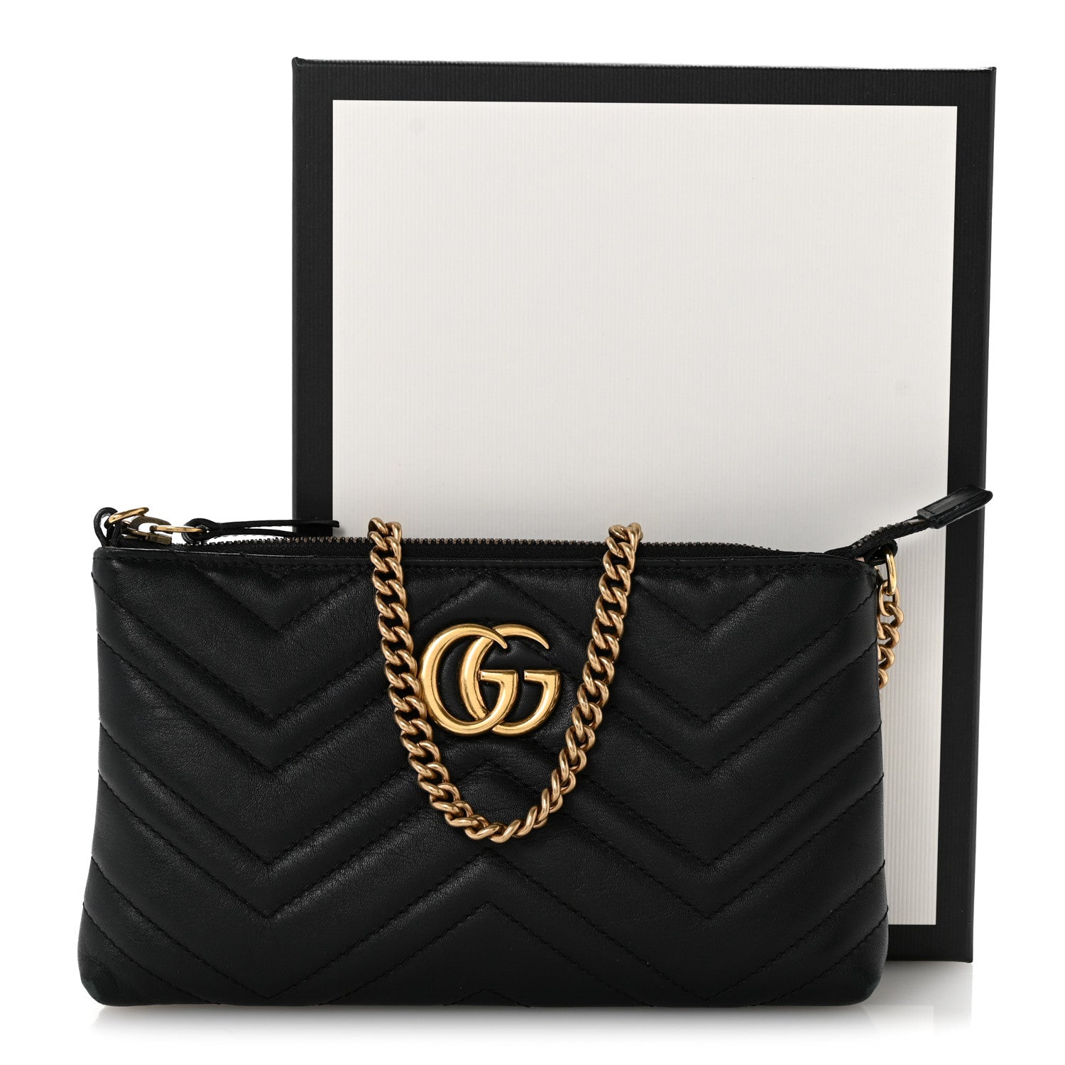 Gucci Calfskin Matelasse Mini GG Marmont Chain Bag Black 13 of 13