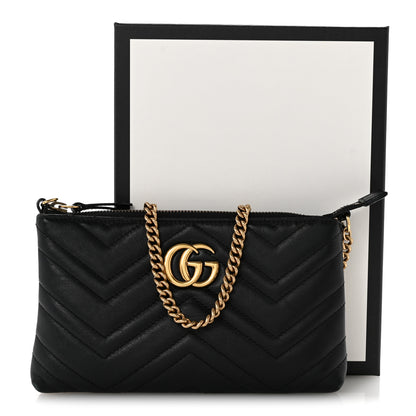 Gucci Calfskin Matelasse Mini GG Marmont Chain Bag Black 13 of 13