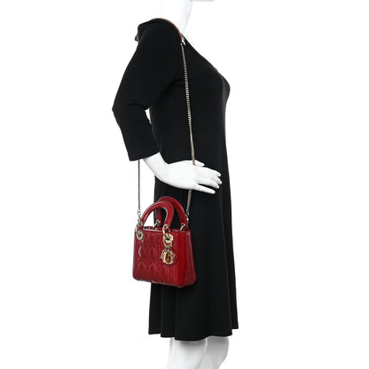 Christian Dior Patent Cannage Mini Lady Dior Red 2 of 13