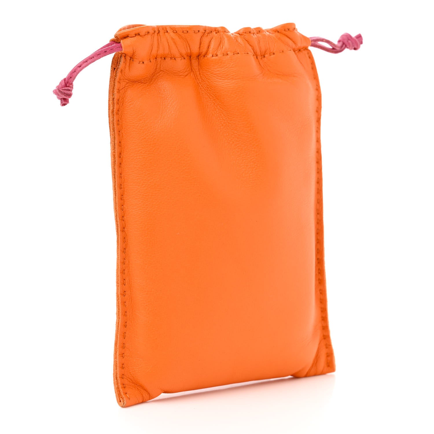 Hermes Milo Lambskin Swift Drawstring Pouch Orange Poppy 3 of 8