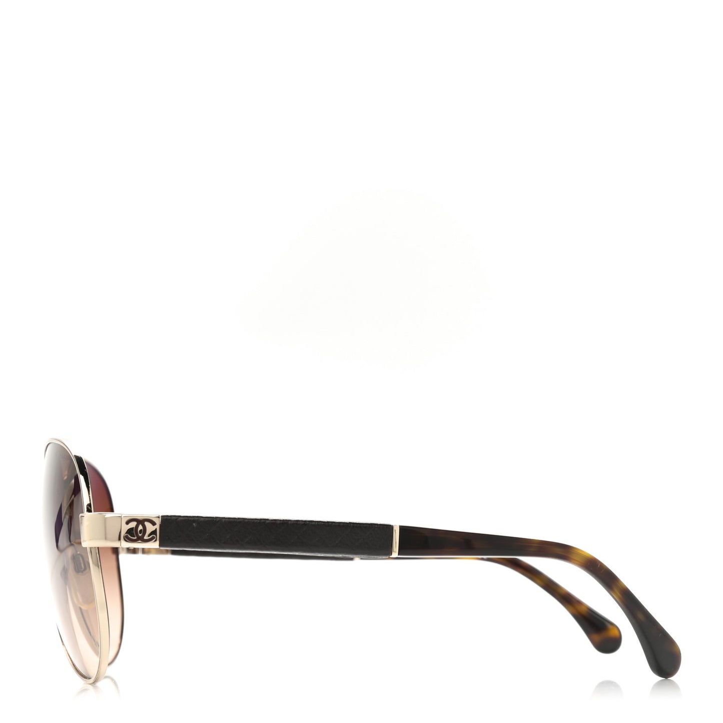 Lambskin Quilted CC Aviator Sunglasses 4195-Q Brown Gold