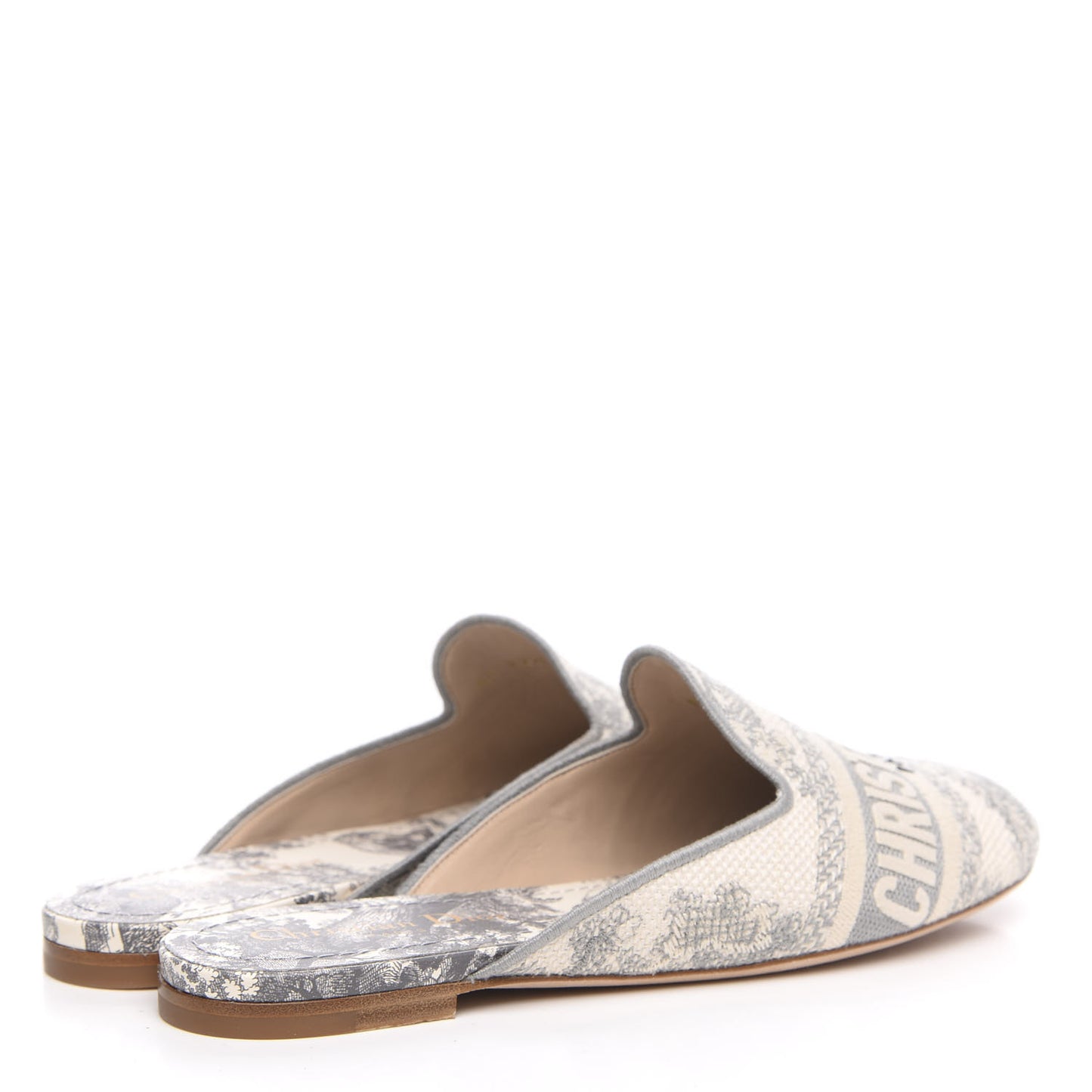 Canvas Cotton Embroidered Dioriviera Mules 36.5 Gray