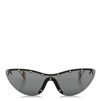 Gucci Metal Rimless Star Studded 90mm Cat Eye GG0666S Sunglasses Black Gold 3 of 7