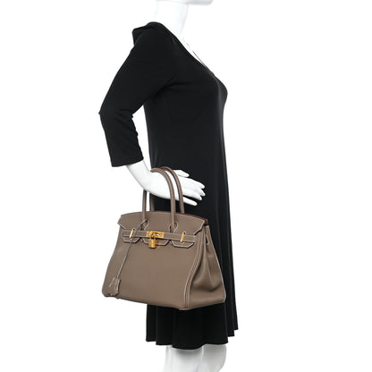 Hermes Taurillon Clemence Birkin 30 Etoupe 2 of 13