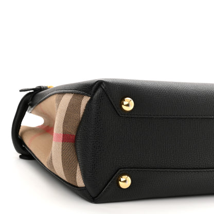 Burberry Derby Calfskin House Check Small Banner Tote Black 8 of 16