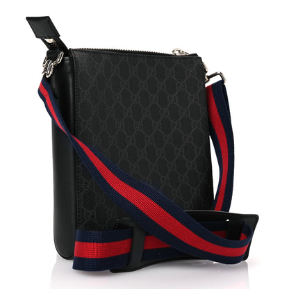 Gucci GG Supreme Monogram Web Small Flat Messenger Bag Black Grey 3 of 12