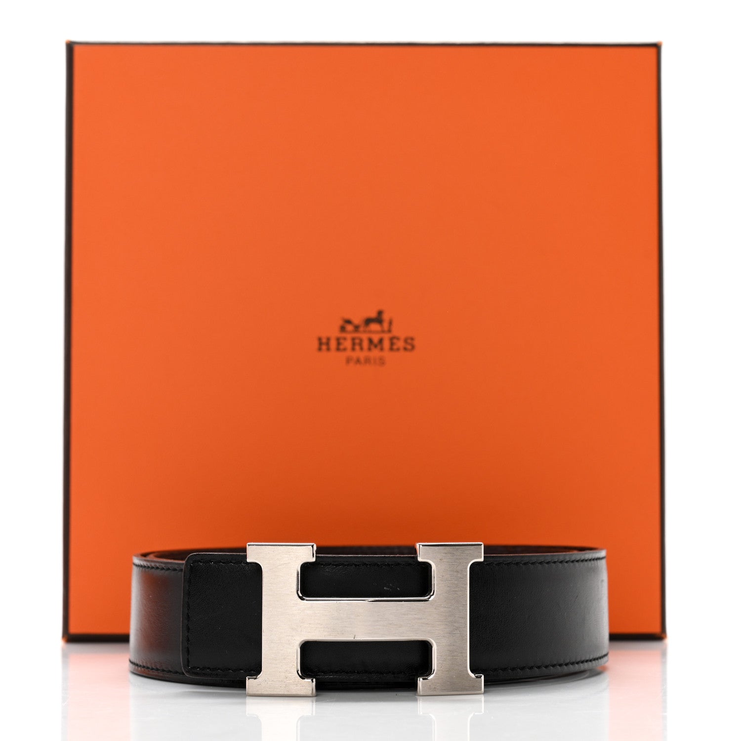 Hermes Box Togo 32mm H Belt 80 Black Chocolate 10 of 10