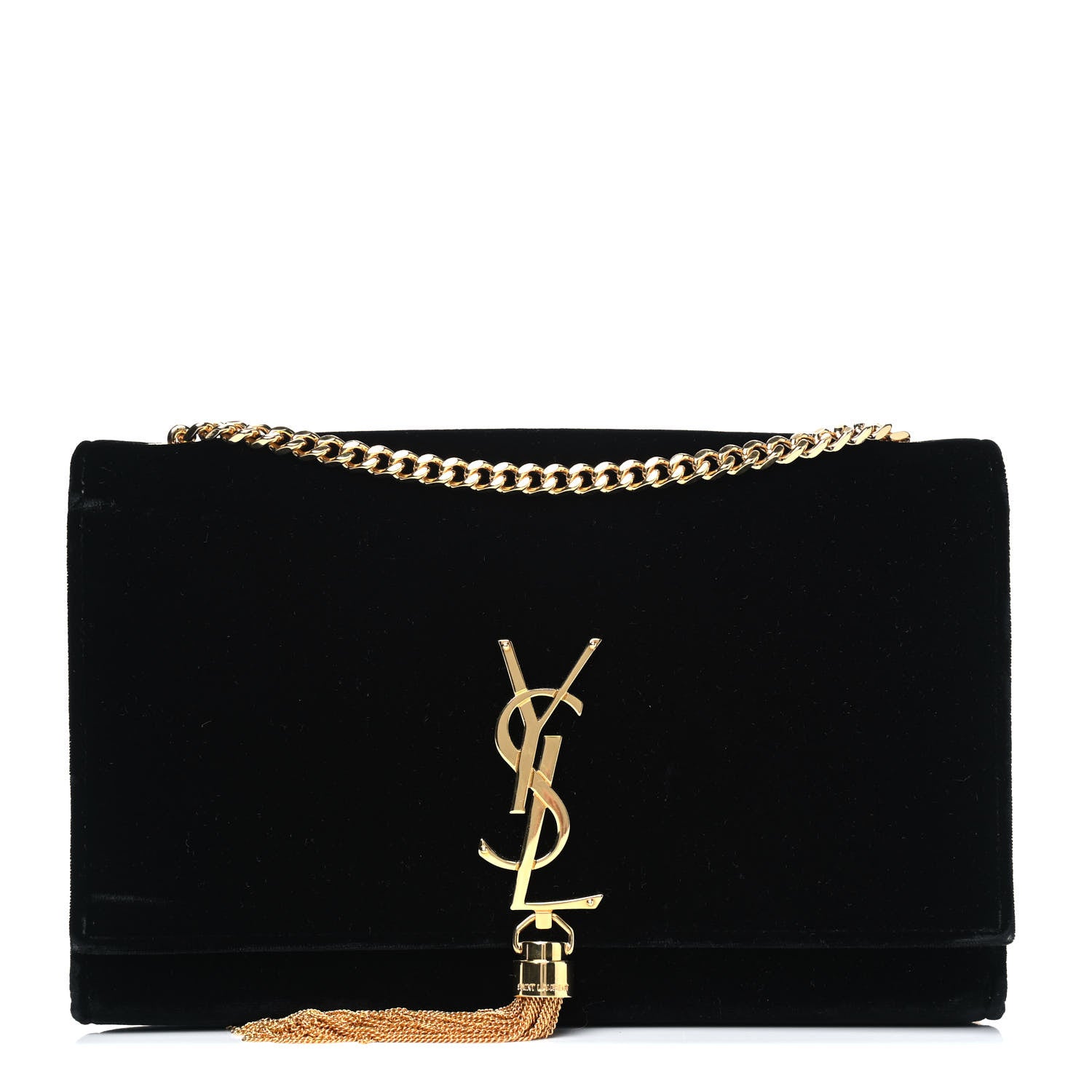Saint Laurent Velvet Medium Monogram Kate Tassel Shoulder Bag Black 1 of 9