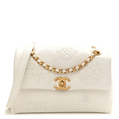 Chanel Crumbled Calfskin Embossed Flap White 2 of 21