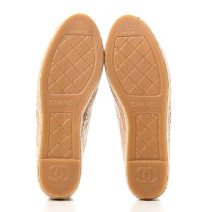 Chanel Lambskin CC Espadrilles 38 Beige Black 4 of 4