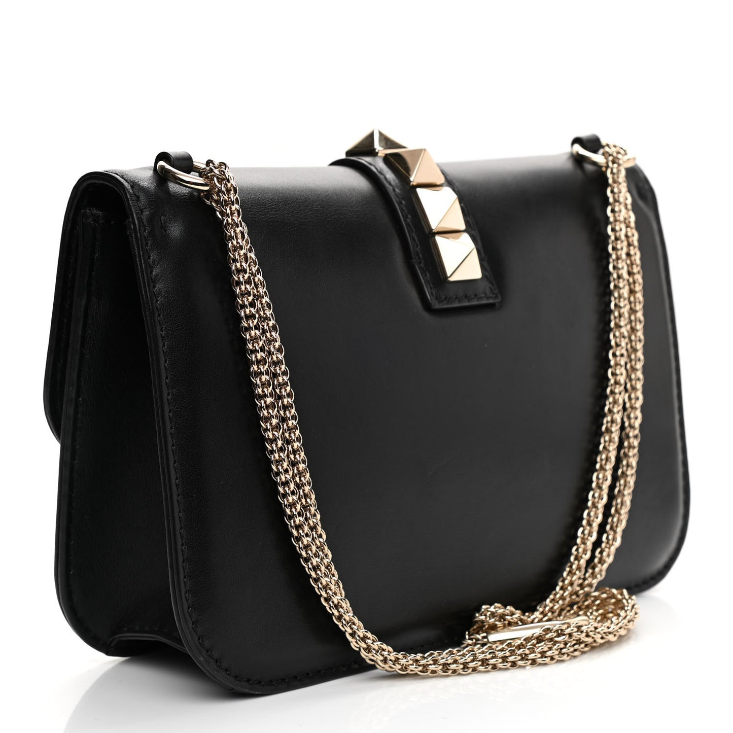 Vitello Medium Glam Lock Rockstud Flap Black