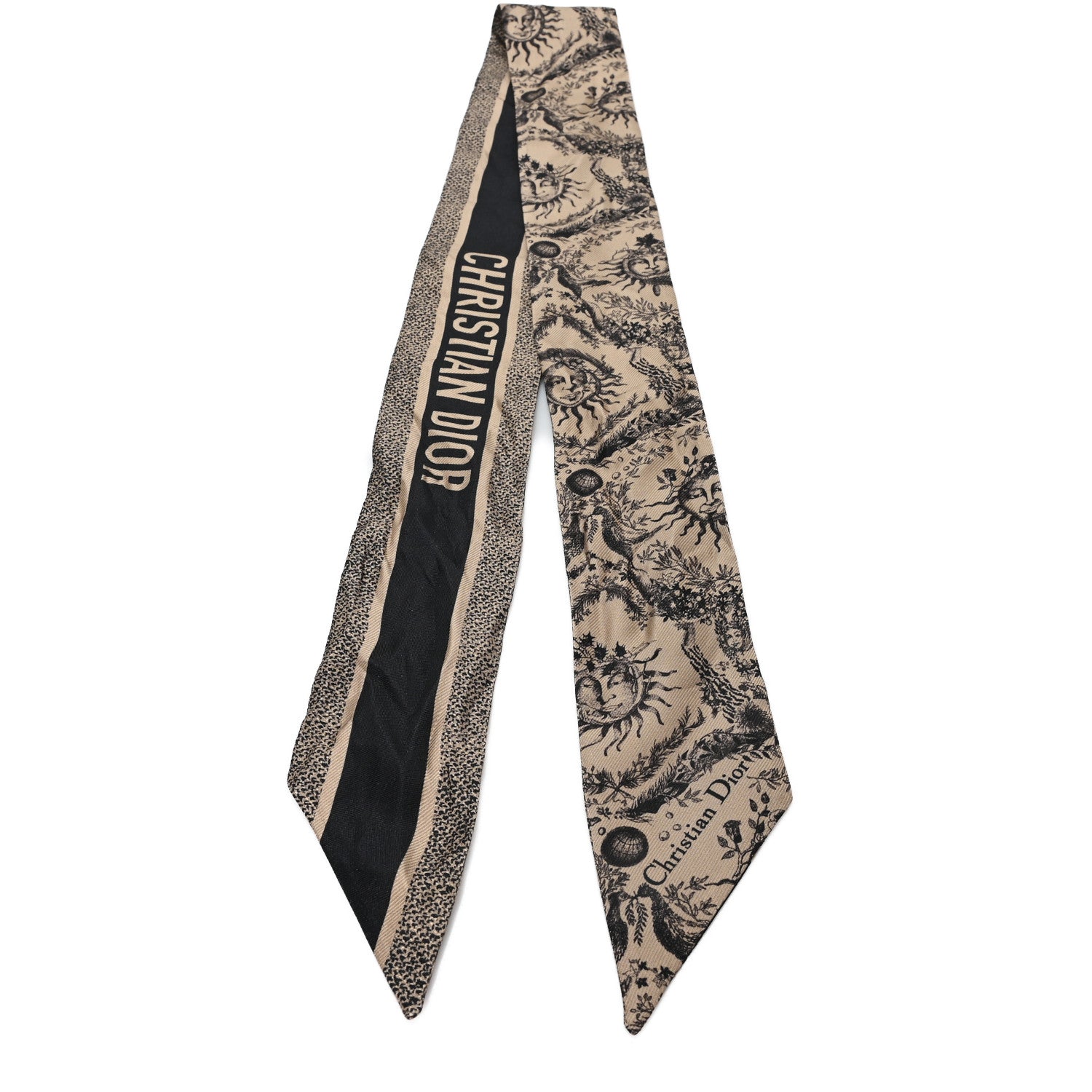 Christian Dior Silk Toile de Jouy Soleil Mitzah Scarf Beige 2 of 4