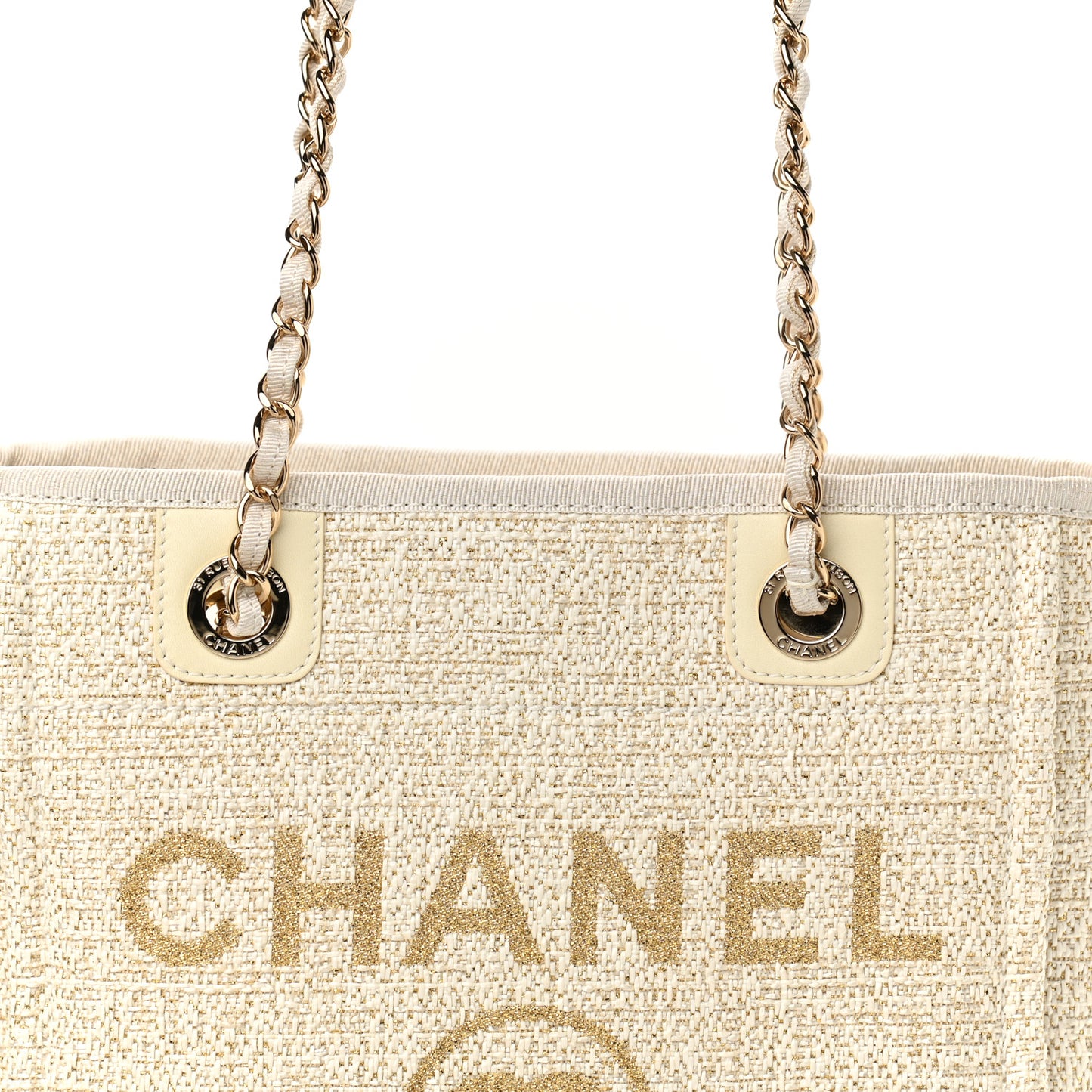 Lurex Boucle Mini Deauville Tote White