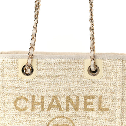 Chanel Lurex Boucle Mini Deauville Tote White 8 of 10