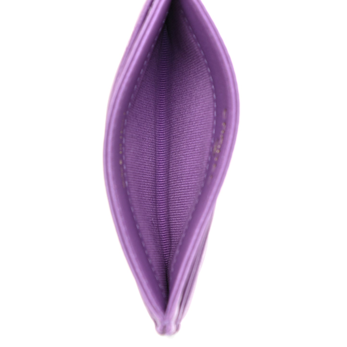 Lambskin Quilted Card Holder Purple