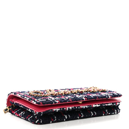 Chanel Tweed Calfskin Signe Wallet On Chain WOC Navy Multicolor 4 of 11